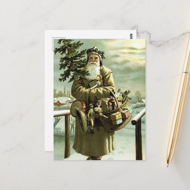 Cartão Postal Cartão-postal de férias para Papais noeis festivos (Frente/Verso In Situ)