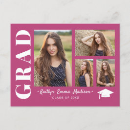 Cartão Postal Cartão-postal de Formando rosa com script moderno 
