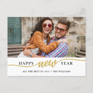 Cartão Postal Cartão-postal de fotografia do feliz ano novo