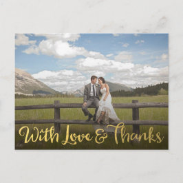 Cartão Postal Cartão-postal de fotos Dourado com amor e Obrigado