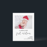 Cartão Postal Cartão-postal de fotos para caligrafia natalícia<br><div class="desc">Primeiro cartão postal de Natal Foto do cartão postal Foto do solteiro moderno no primeiro cartão postal de Natal com uma caligrafia moderna, o primeiro Natal e o pequeno desenho da árvore de Natal. Sua saudação de Natal aparece atrás. Este moderno primeiro cartão postal de Natal é uma forma doce...</div>