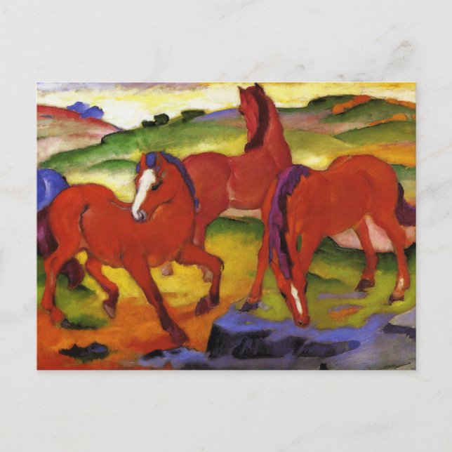 Cartão Postal Cartão-postal de Franz Marc Grazing Cavalos (Frente)