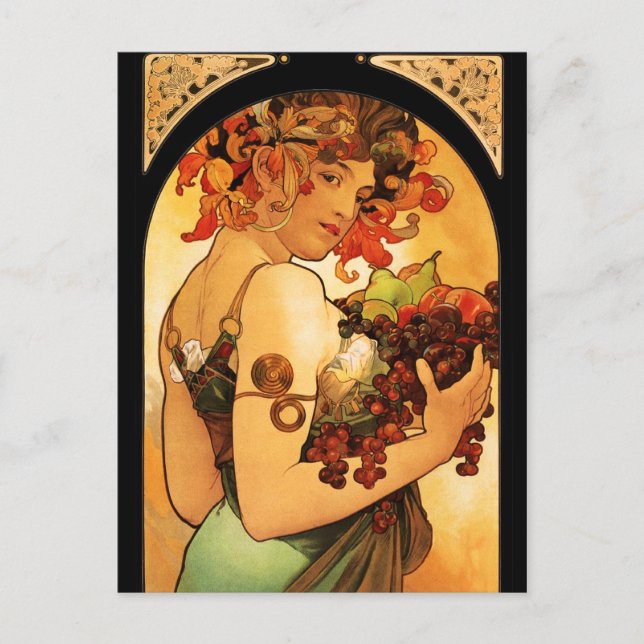 Cartão Postal Cartão-postal de fruta de Alphonse Mucha (Frente)