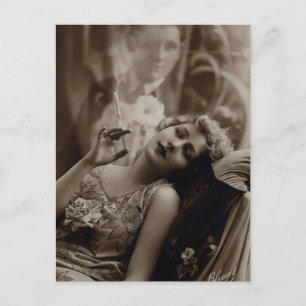 Cartão Postal Cartão-postal de fumante de mulher do 1920 Art De