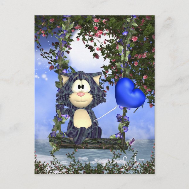 Cartão Postal Cartão-postal de Gato Azul, Cartão-postal Bonito (Frente)