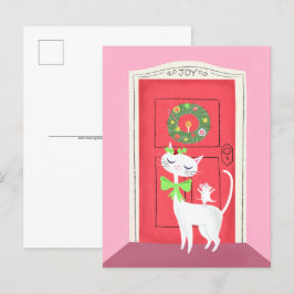 Cartão Postal Cartão-postal de gato branco e mouse retrato de Na