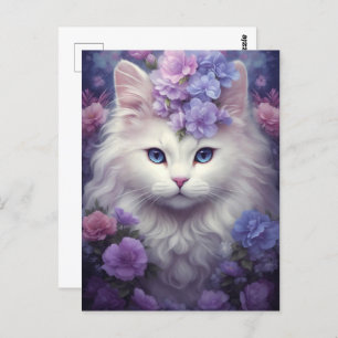 Cartão Postal Cartão-postal de Gato Branco Fantástico