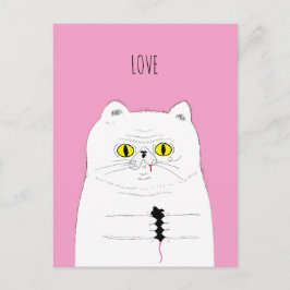Cartão Postal Cartão-postal de Gato Engraçado que Oferece um Rat