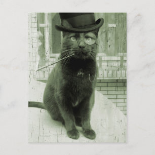 Cartão Postal Cartão-postal de Gato Engraçado Vintage Steampunk
