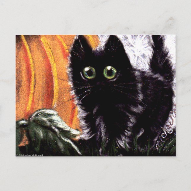 Cartão Postal Cartão-postal de Gato Negro de Halloween que Dat S (Frente)
