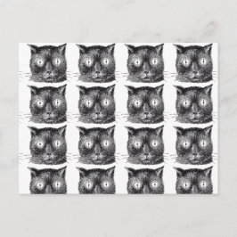 Cartão Postal Cartão-postal de gato preto e branco repetitivo -