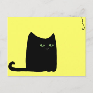 Cartão Postal Cartão-postal de gato preto gordo (personalizável)