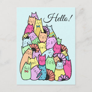 Cartão Postal Cartão-postal de Gatos Pastel