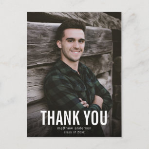 Cartão Postal Cartão-postal de Graduação de White Text, Obrigado