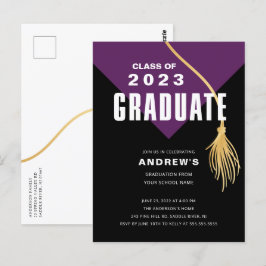 Cartão Postal Cartão-postal de Graduação do Boné Roxo Formando M