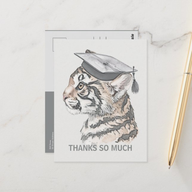 Cartão Postal Cartão-postal de Graduação Único Obrigado (Frente/Verso In Situ)