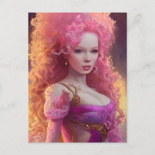 Cartão Postal Cartão-postal de grande mulher de cabelo