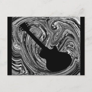 Cartão Postal Cartão-postal de guitarra abstrato, preto e branco