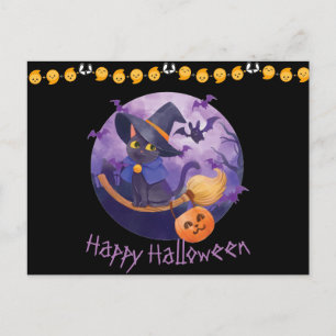 Cartão Postal Cartão-postal de Halloween de Gatinho assustador