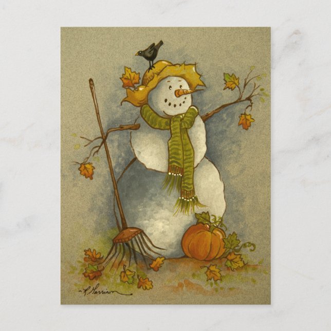 Cartão Postal Cartão-postal de Harvest Snowman 4878 (Frente)
