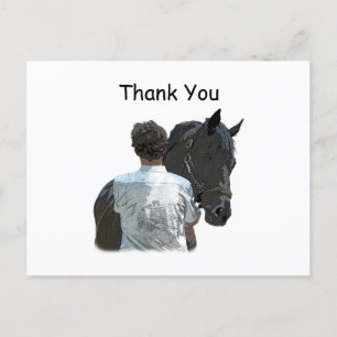 Cartão Postal Cartão-postal de homem segurando cavalos