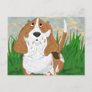 Cartão Postal Cartão-postal de Hound Basset Feliz