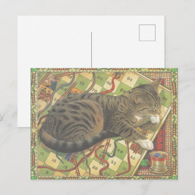 Cartão Postal Cartão-postal de Ilustração Cat (Frente/Verso)