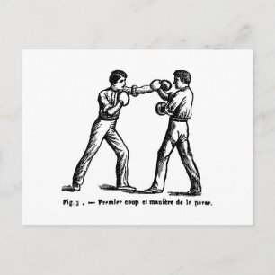 Cartão Postal Cartão-postal de Ilustração de Boxing Antiquado