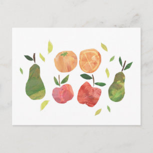 Cartão Postal Cartão-postal de Ilustração de Fruta de Colagem