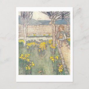 Cartão Postal Cartão-postal de Ilustração Infantil Daffodils Vin