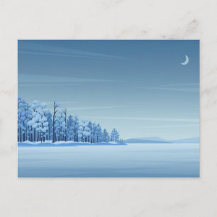 Cartão Postal Cartão-postal de Ilustração Paisagem de Neve