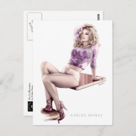 Cartão Postal Cartão-postal de Ilustração Rapariga Moderna Pin-U