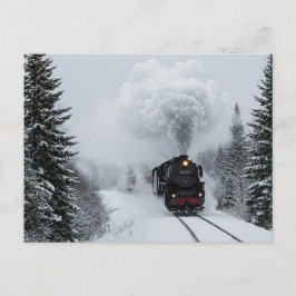 Cartão Postal Cartão-postal de inverno para o comboio a vapor