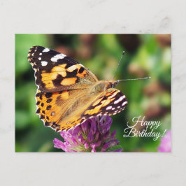 Cartão Postal Cartão-postal de Lady Butterfly Pintado Feliz Aniv