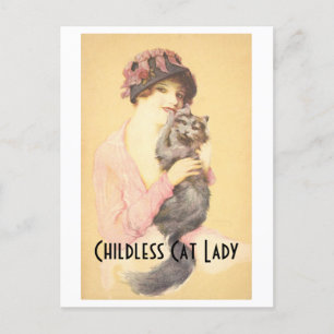 Cartão Postal Cartão-postal de Lady Vintage para gatos infantis
