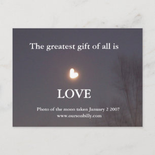 Cartão Postal Cartão-postal de lua em forma de coração