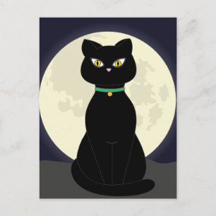 Cartão Postal Cartão-postal de lua noturna de CAT CAT PRETO