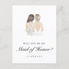 Cartão Postal Cartão-postal de Madrinha de casamento desenhado à