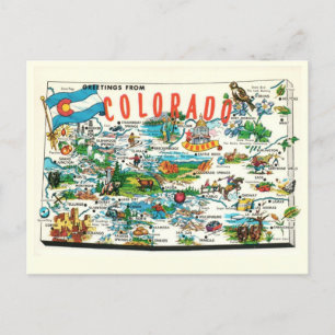 Cartão Postal Cartão-postal de Mapa Antigo do Colorado