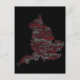 Cartão Postal Cartão-postal de Mapa de Arte Britânico do Slang