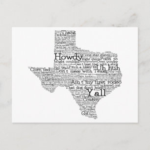 Cartão Postal Cartão-postal de Mapa de Arte do Texas USA Slang