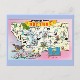 Cartão Postal Cartão-postal de Mapa Estatal de Montana