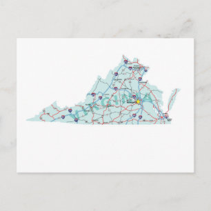 Cartão Postal Cartão-postal de Mapa Interestadual da Virgínia