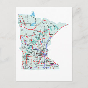 Cartão Postal Cartão-postal de Mapa Interestadual de Minnesota