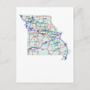 Cartão Postal Cartão-postal de Mapa Interestadual do Missouri
