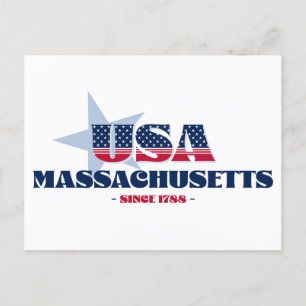 Cartão Postal Cartão-postal de Massachusetts em Vermelho, Branco