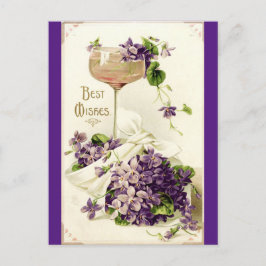Cartão Postal Cartão-postal de Melhores Desejos Roxo da Vintage