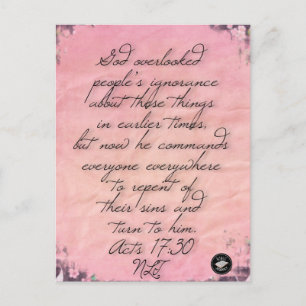 Cartão Postal Cartão-Postal De Memória Versa Com Bíblia 17:30