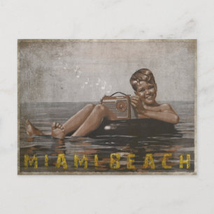 Cartão Postal Cartão-postal de Miami Beach com Legal Cara Vintag