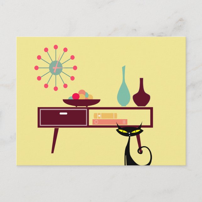 Cartão Postal Cartão-postal de Mobiliário de Relógio de Cat Era  (Frente)